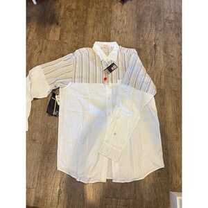 Ecko Unltd Mens RSVP Striped Button Down Shirt XL White Multi Color Block NWT